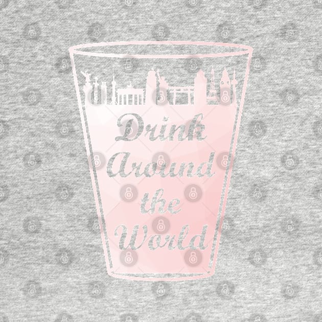 Drink Around the World Glass Millennial Pink Geometric by FandomTrading